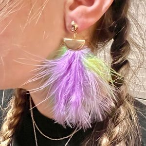 Mardi Gras Feather Trio Stud Earrings